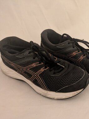 Asics Gel-Contend Womens Shoes Size 7.5 Gray orange Running Gym Sneakers